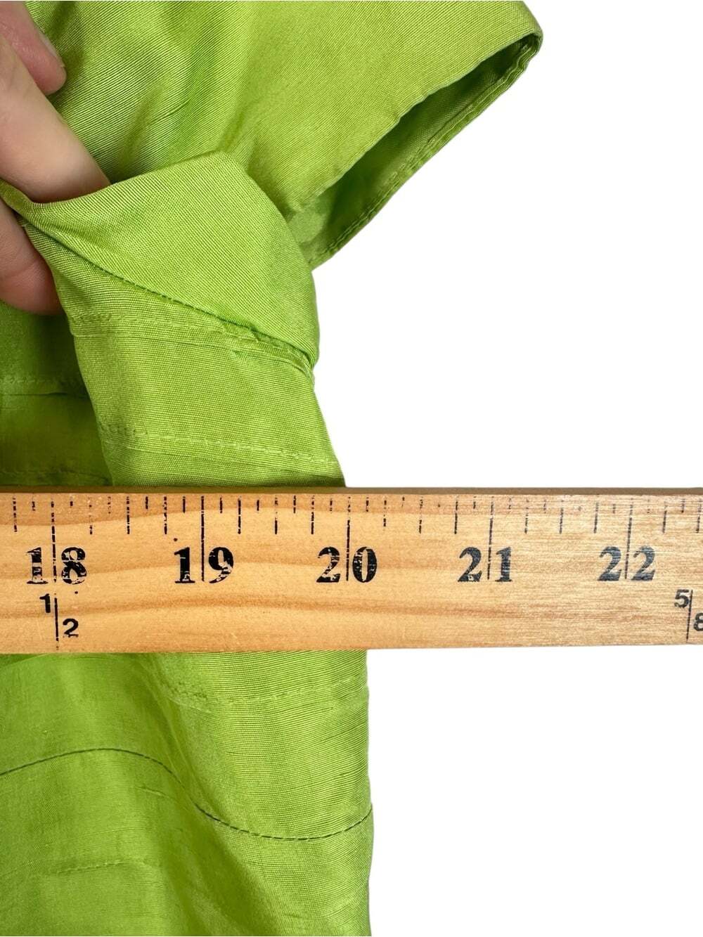 Talbots 100% Silk Sheath Dress 14P Chartreuse Green Bow Waist Petite Cocktail - Picture 14 of 16